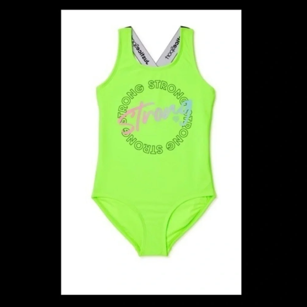 Justice Girls One Piece Cross Strap Strong Swimsuit SIZE 10